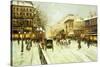 Paris Street Scene-Fausto Giusto-Stretched Canvas