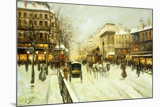 Paris Street Scene-Fausto Giusto-Mounted Premium Giclee Print