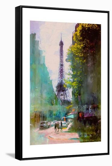Paris Street-John Rivera-Framed Stretched Canvas