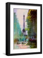 Paris Street-John Rivera-Framed Art Print