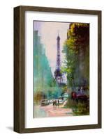 Paris Street-John Rivera-Framed Art Print