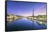 Paris sunrise on the Seine-Philippe Manguin-Framed Stretched Canvas