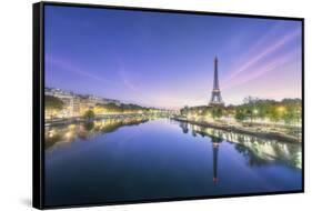 Paris sunrise on the Seine-Philippe Manguin-Framed Stretched Canvas