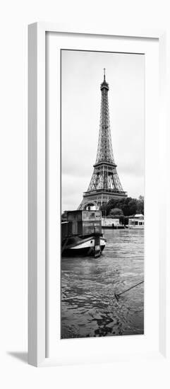 Paris sur Seine Collection - Barges along River Seine with Eiffel Tower V-Philippe Hugonnard-Framed Photographic Print