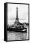 Paris sur Seine Collection - Barges along River Seine with Eiffel Tower VI-Philippe Hugonnard-Framed Stretched Canvas