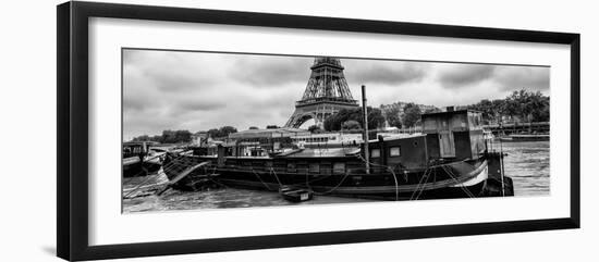 Paris sur Seine Collection - Barges along River Seine with Eiffel Tower XII-Philippe Hugonnard-Framed Photographic Print