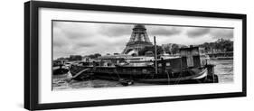 Paris sur Seine Collection - Barges along River Seine with Eiffel Tower XII-Philippe Hugonnard-Framed Photographic Print