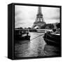 Paris sur Seine Collection - Barges along River Seine with Eiffel Tower XV-Philippe Hugonnard-Framed Stretched Canvas