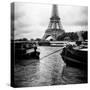 Paris sur Seine Collection - Barges along River Seine with Eiffel Tower XV-Philippe Hugonnard-Stretched Canvas