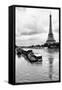 Paris sur Seine Collection - Barges along River Seine with Eiffel Tower-Philippe Hugonnard-Framed Stretched Canvas