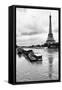 Paris sur Seine Collection - Barges along River Seine with Eiffel Tower-Philippe Hugonnard-Framed Stretched Canvas