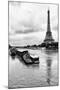 Paris sur Seine Collection - Barges along River Seine with Eiffel Tower-Philippe Hugonnard-Mounted Photographic Print