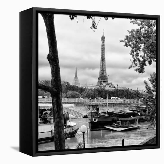 Paris sur Seine Collection - Barges on the Seine III-Philippe Hugonnard-Framed Stretched Canvas