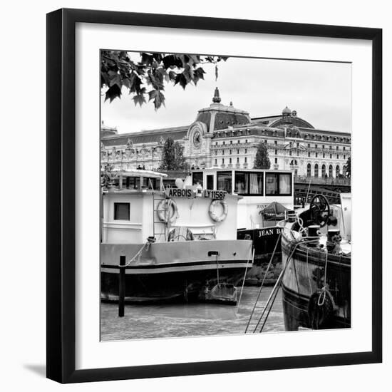 Paris sur Seine Collection - Boats before the Musee d'Orsay V-Philippe Hugonnard-Framed Photographic Print