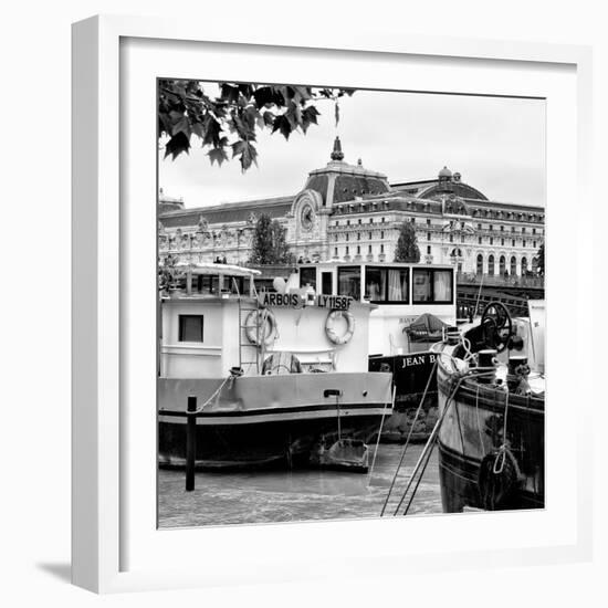 Paris sur Seine Collection - Boats before the Musee d'Orsay V-Philippe Hugonnard-Framed Photographic Print