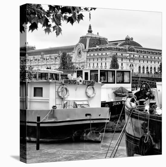 Paris sur Seine Collection - Boats before the Musee d'Orsay V-Philippe Hugonnard-Stretched Canvas