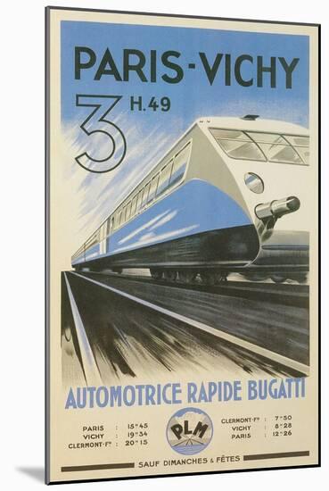 Paris to Vichy Train Poster-null-Mounted Art Print