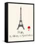 Paris Travel Poster With Eiffel Tower-Jan Weiss-Framed Stretched Canvas