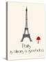 Paris Travel Poster With Eiffel Tower-Jan Weiss-Stretched Canvas