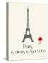 Paris Travel Poster With Eiffel Tower-Jan Weiss-Stretched Canvas