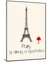 Paris Travel Poster With Eiffel Tower-Jan Weiss-Mounted Art Print