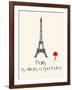 Paris Travel Poster With Eiffel Tower-Jan Weiss-Framed Art Print