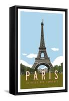 Paris Travel Poster-Michael Jon Watt-Framed Stretched Canvas