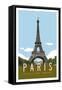 Paris Travel Poster-Michael Jon Watt-Framed Stretched Canvas