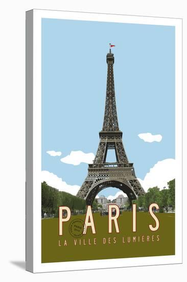 Paris Travel Poster-Michael Jon Watt-Stretched Canvas