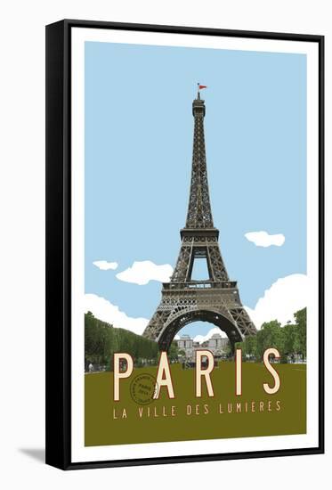 Paris Travel Poster-Michael Jon Watt-Framed Stretched Canvas