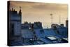 Paris Typical Rooftops at Sunset and Eiffel Tower in the Distance, Seen from Montmartre Hill-ivan bastien-Stretched Canvas
