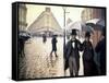 Paris, un jour de pluie-Gustave Caillebotte-Framed Stretched Canvas