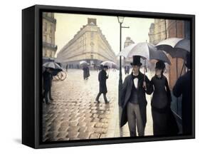 Paris, un jour de pluie-Gustave Caillebotte-Framed Stretched Canvas