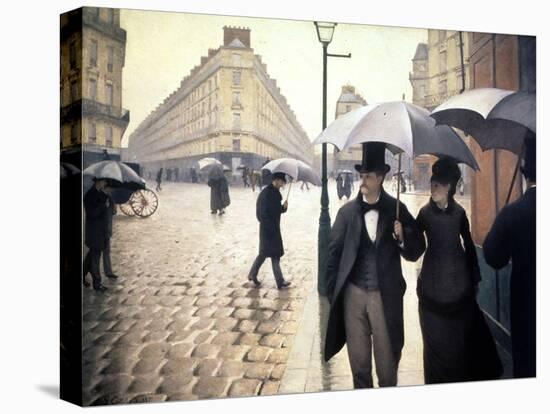 Paris, un jour de pluie-Gustave Caillebotte-Stretched Canvas