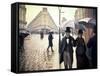 Paris, un jour de pluie-Gustave Caillebotte-Framed Stretched Canvas