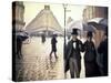 Paris, un jour de pluie-Gustave Caillebotte-Stretched Canvas