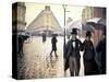 Paris, un jour de pluie-Gustave Caillebotte-Stretched Canvas