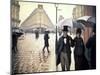 Paris, un jour de pluie-Gustave Caillebotte-Mounted Premium Giclee Print