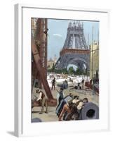 Paris. Universal Exhibition of 1889. Construction of the Eiffel Tower.-Tarker-Framed Giclee Print