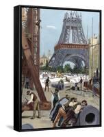 Paris. Universal Exhibition of 1889. Construction of the Eiffel Tower.-Tarker-Framed Stretched Canvas