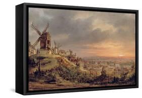 Paris vu de la butte Montmartre-Louis Mandé Daguerre-Framed Stretched Canvas