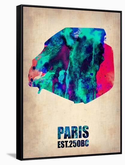 Paris Watercolor Map-NaxArt-Framed Stretched Canvas