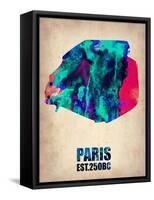 Paris Watercolor Map-NaxArt-Framed Stretched Canvas