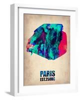 Paris Watercolor Map-NaxArt-Framed Art Print