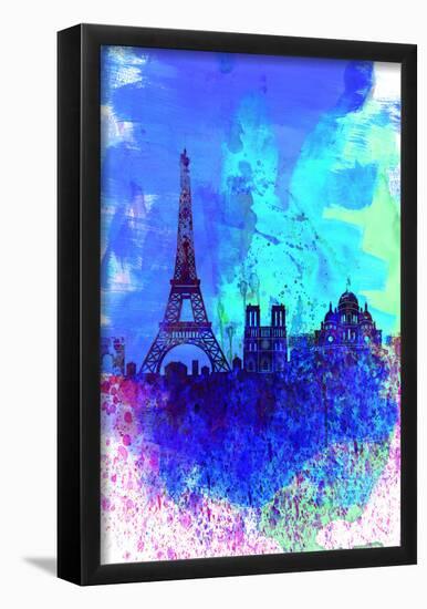 Paris Watercolor Skyline-NaxArt-Framed Poster