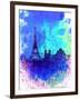 Paris Watercolor Skyline-NaxArt-Framed Art Print