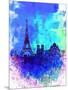 Paris Watercolor Skyline-NaxArt-Mounted Art Print