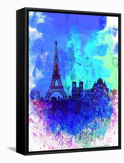 Paris Watercolor Skyline-NaxArt-Framed Stretched Canvas