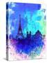 Paris Watercolor Skyline-NaxArt-Stretched Canvas