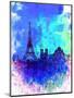 Paris Watercolor Skyline-NaxArt-Mounted Art Print